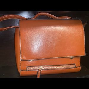 Leather camel crossbody